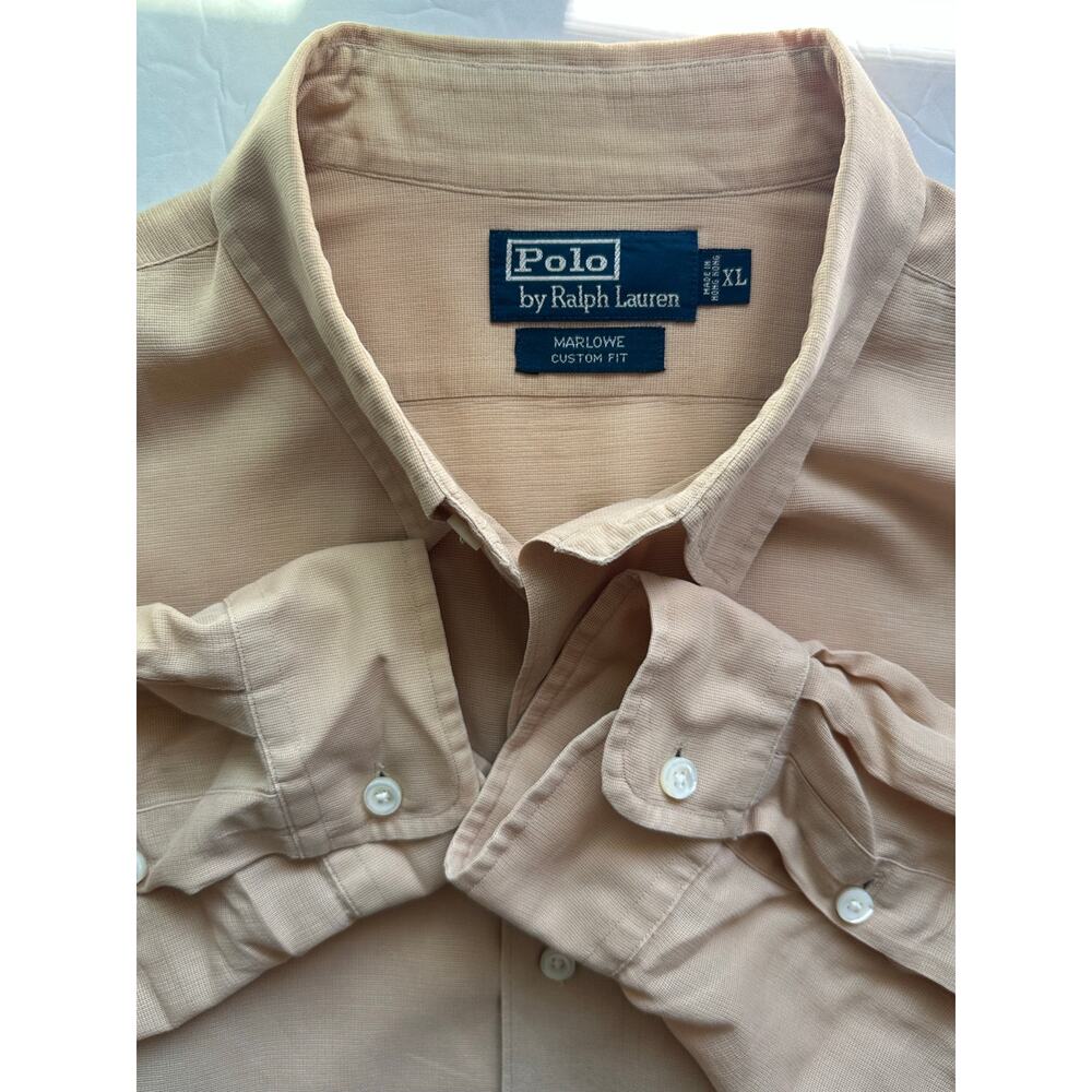 Polo by Ralph Lauren Marlowe Custom Fit Long Sleeve Shirt Tan - Size XL